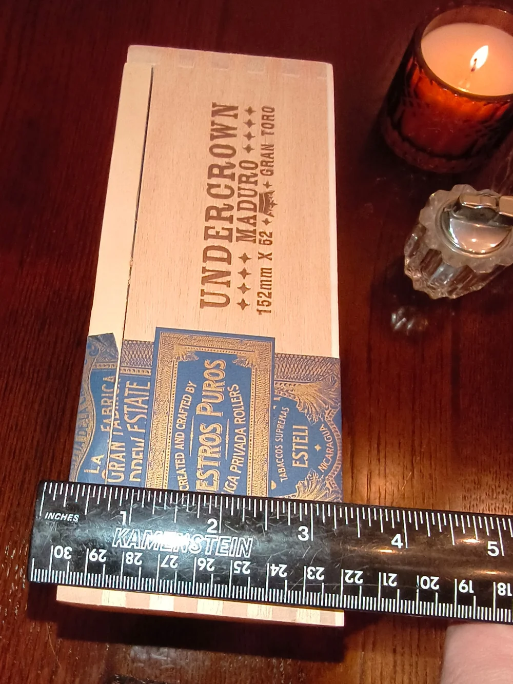 Natural Wood Cigar Box - With Wood Spacer- Store Leftover
